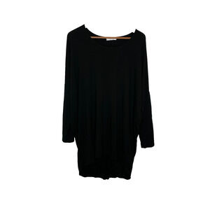 Women's Medium Bryn Walker Black Rayon Scoop Neck Tunic Shirt Lagenlook